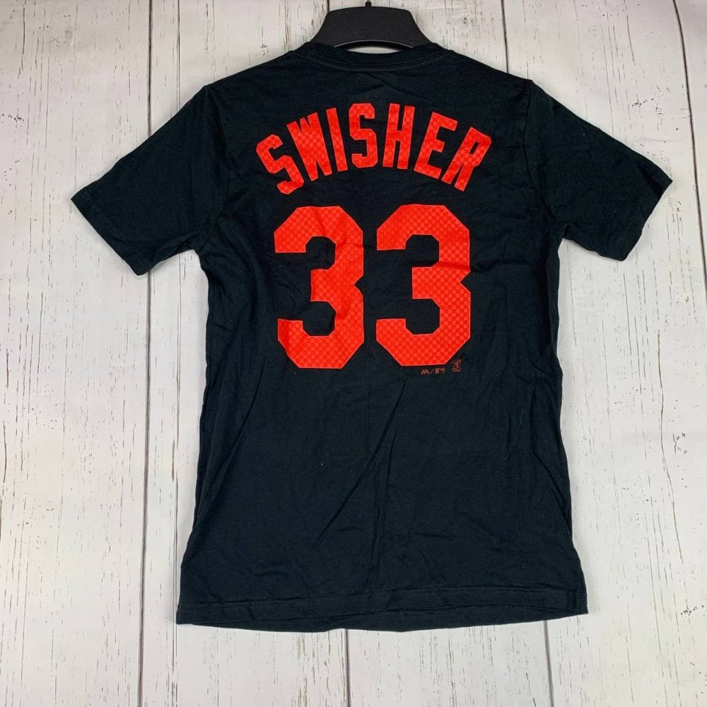 Nick Swisher‎ 33 Cleveland Indians MLB Majestic Medium Casual T-Shirt New Youth